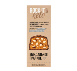 Rock it Батончик  Кето низкоуглеводный с миндалем  в шоколаде "Миндальное пралине", 40гр