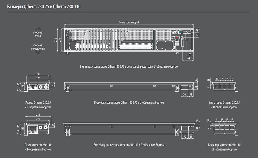 Встраиваемый в пол конвектор Qtherm