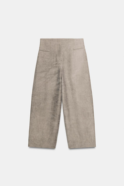 ZARA БРЮКИ-БАЛЛОНЫ ZW COLLECTION, СЕРЫЙ МЕЛАНЖ