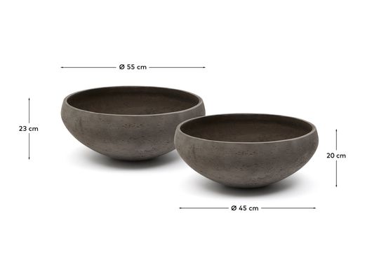 Набор из 2 кашпо Nura цемент терракотового цвета  Ø55 см