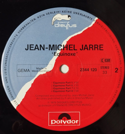 Винтажная виниловая пластинка LP Jean Michel Jarre Equinoxe (Germany 1978) Polydor