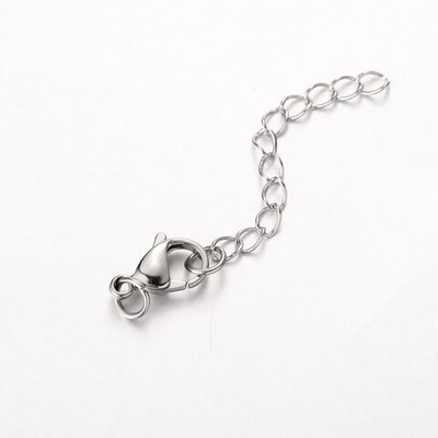 L812 Застежка-карабин 15*9мм с удл. цепочкой, нерж. сталь