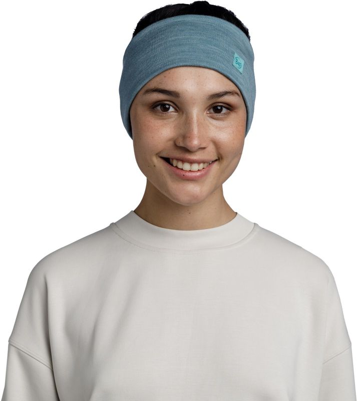 Шерстяная повязка на голову Buff Merino Wide Headband Solid Pool Фото 3