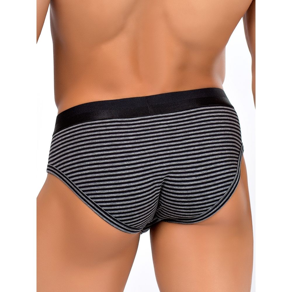 Мужские трусы слипы серые в черную полоску Opium Brief R110