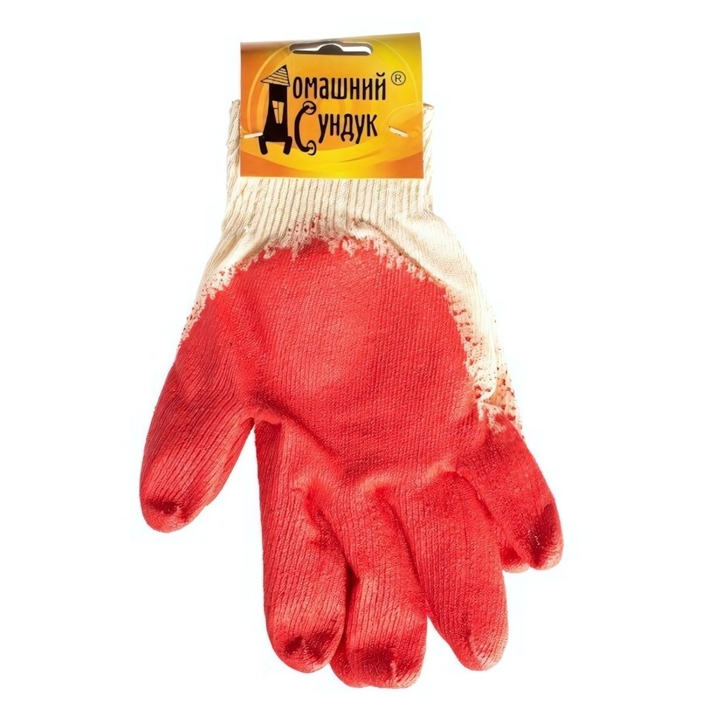 Перчатки ХБ "Домашний Сундук" 1 облив латекса зел,кр,синий ДС-37