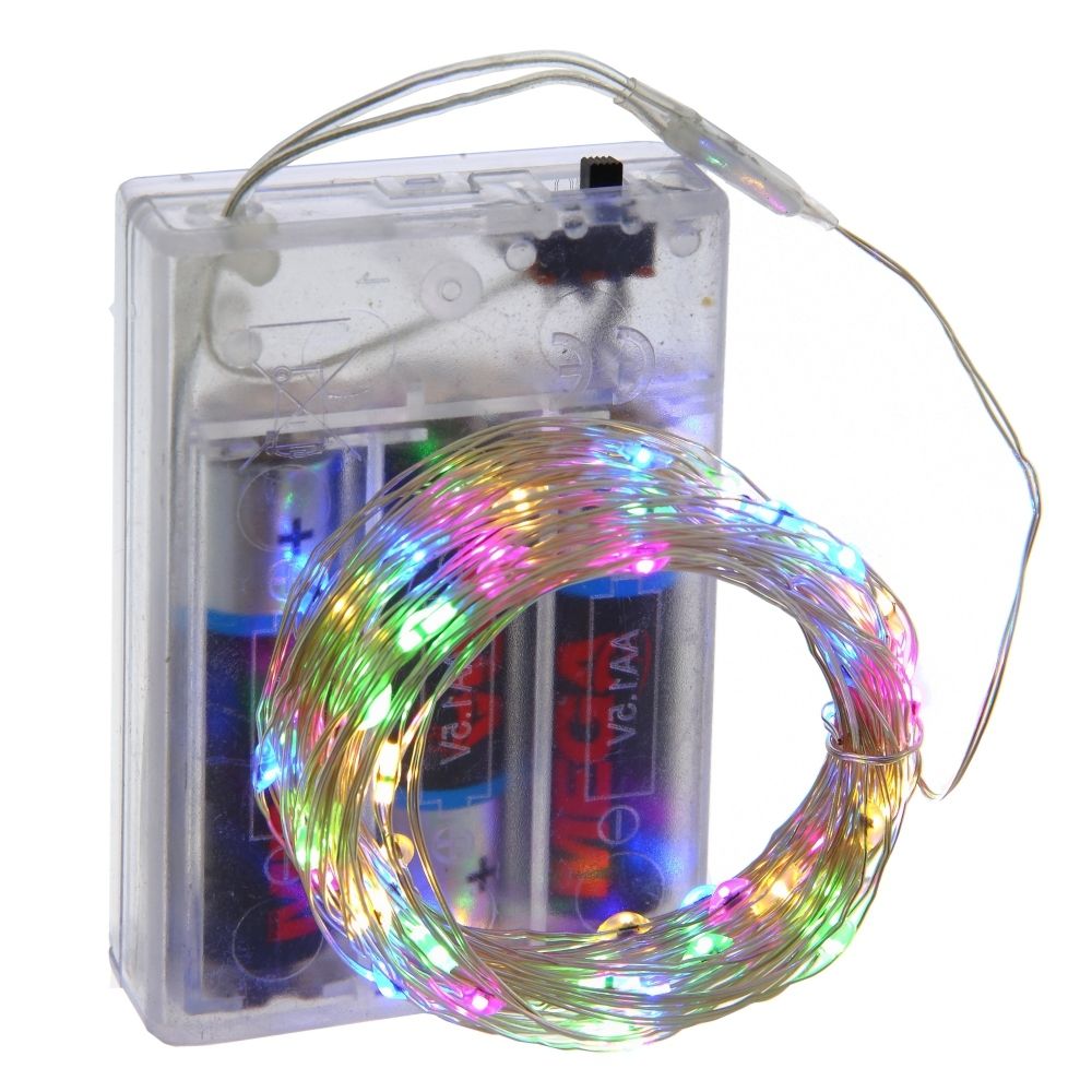 GAEM Электрогирлянда (60 разноцветн, 3xAA,), L600 W0,1 H0,2 см