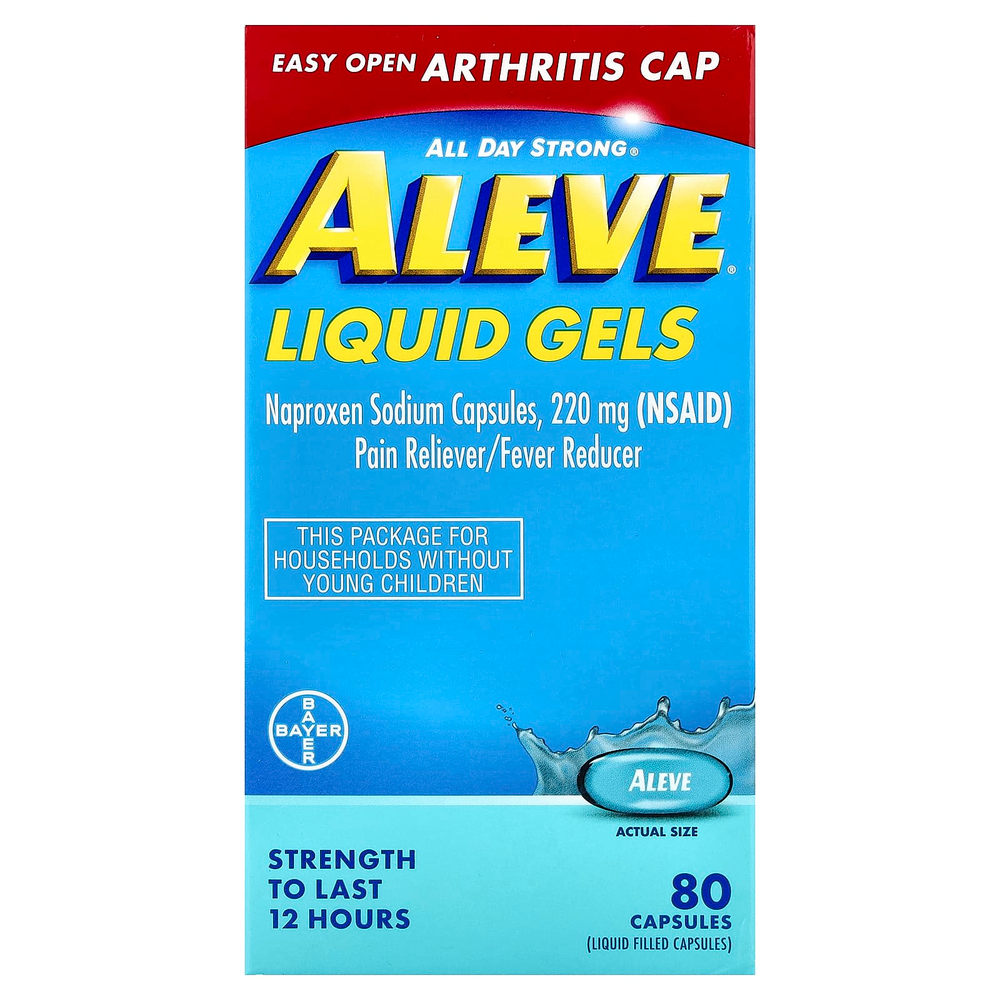 Aleve, Напроксен натрия в капсулах, жидкие гели, 220 мг, 80 капсул