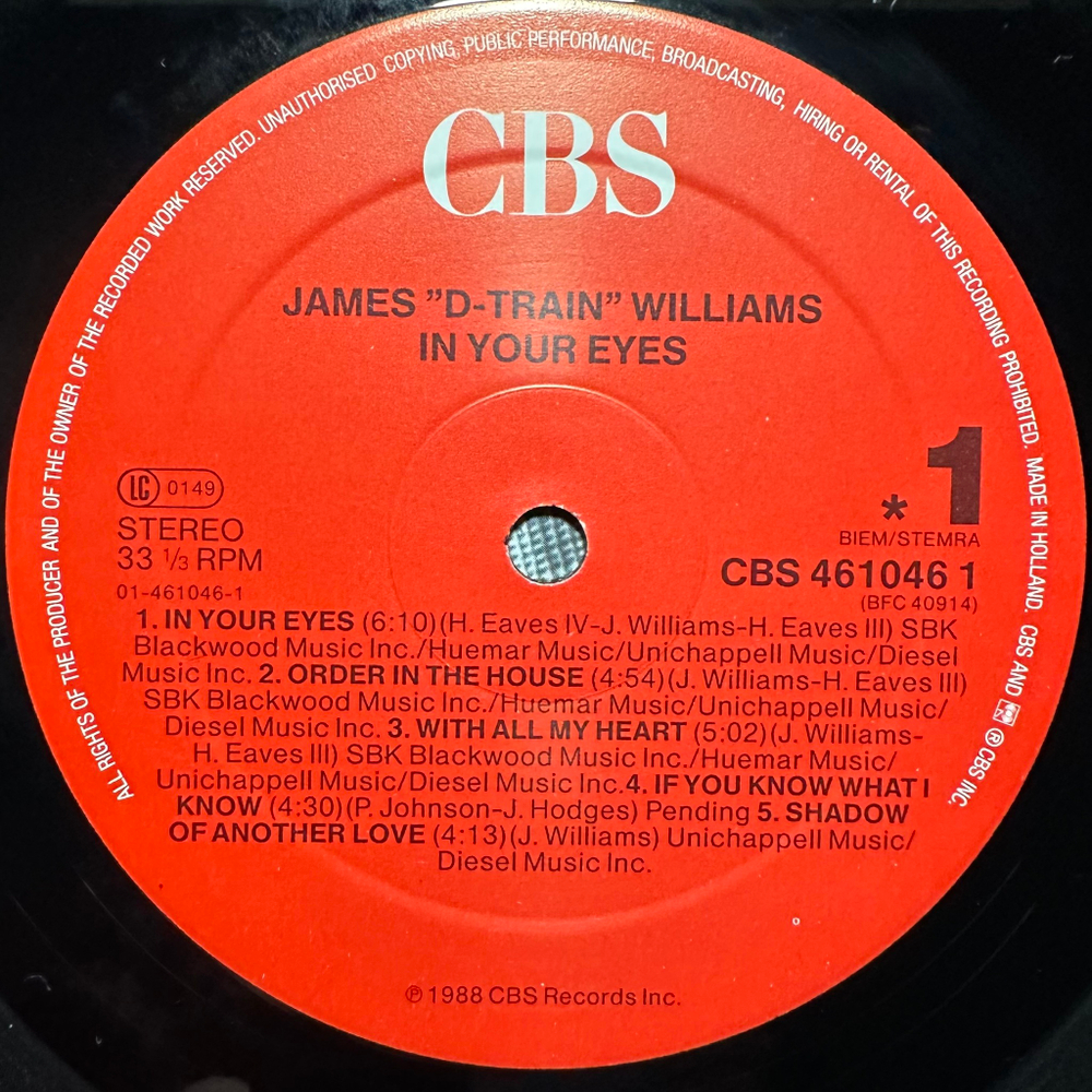 James "D-Train" Williams - In Your Eyes (Голландия 1988г.)