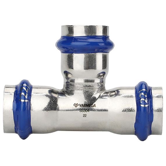 Тройник VARMEGA раструбный Inox Press 18x18x18