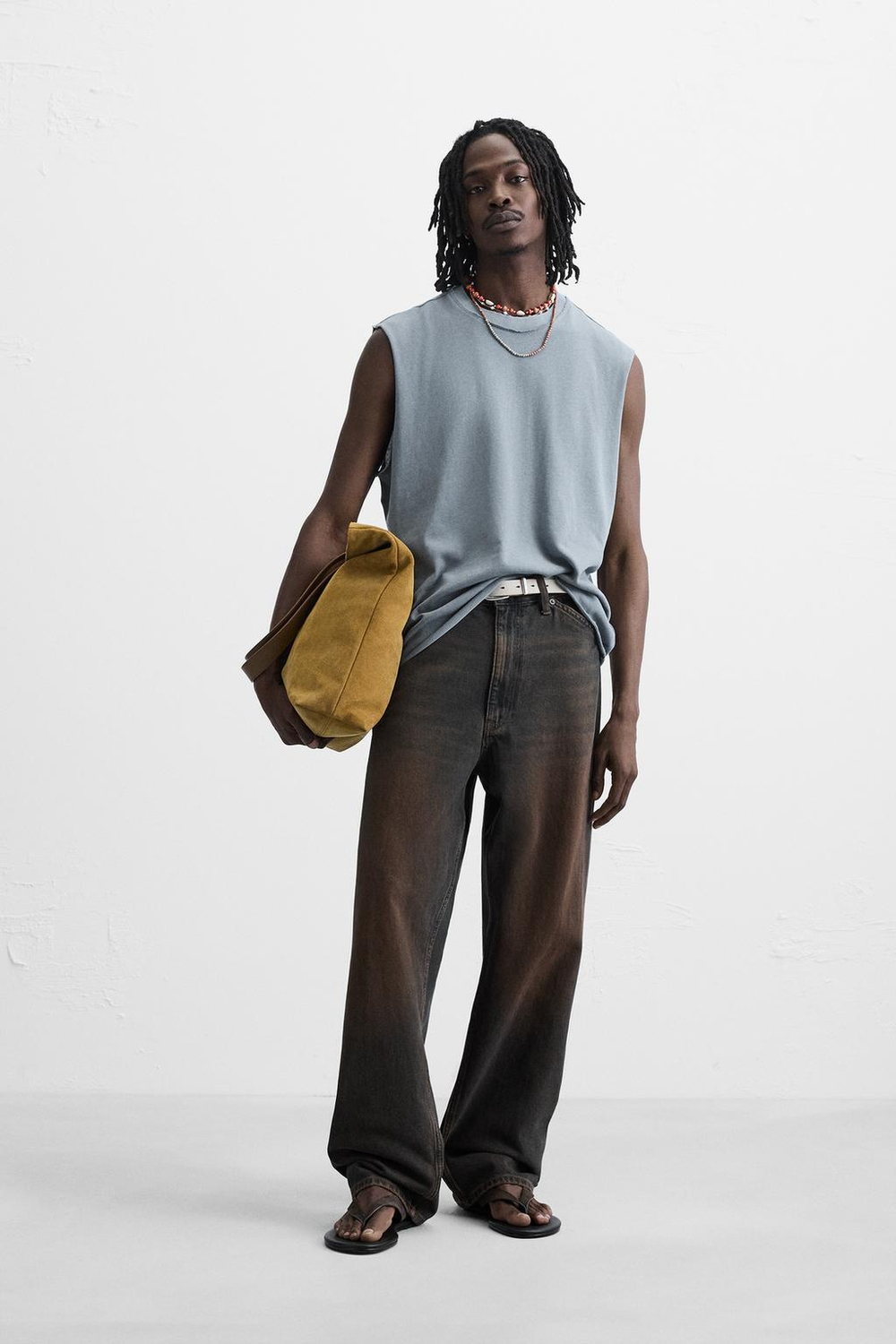 ZARA ФУТБОЛКА БЕЗ РУКАВОВ, ГОЛУБОЙ