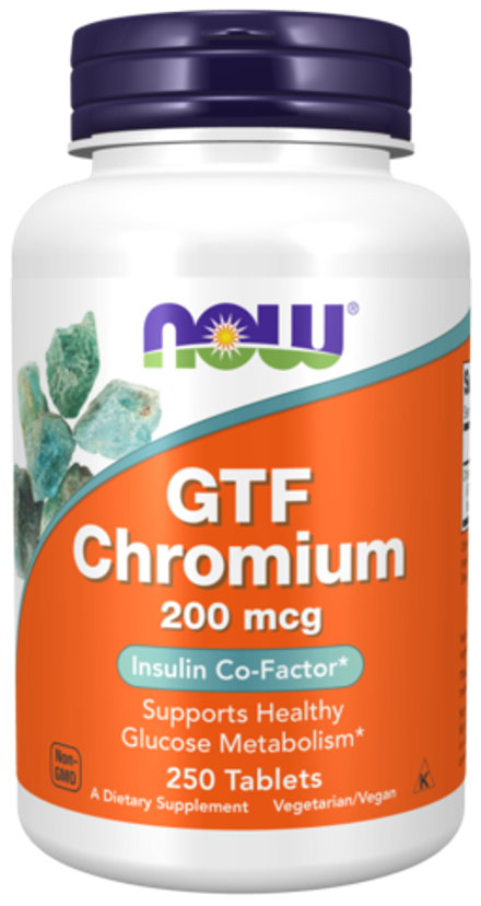 NOW Foods, Хром 200 мкг, GTF Chromium 200 mcg, 250 таблеток