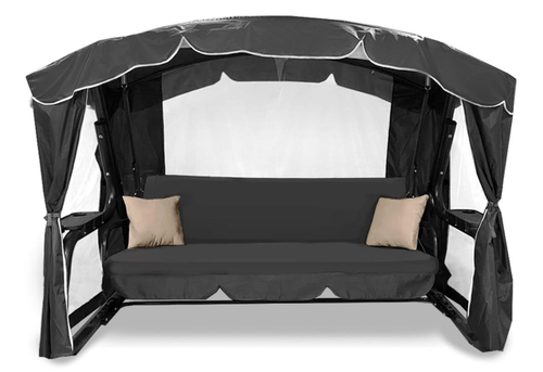 Садовые качели четырехместные «Монако Люкс» с москитной сеткой, сидение:200см., диаметр трубы:63,5мм., нагрузка:450кг. — Graphite