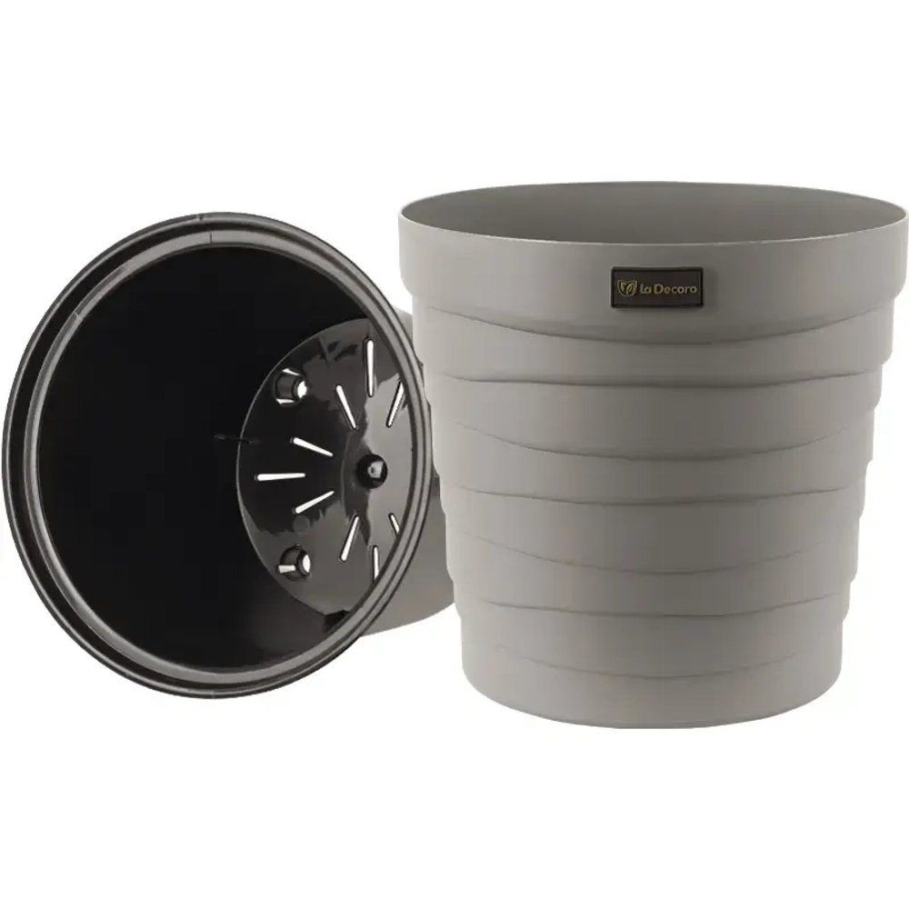 Кашпо для цветов пластиковое 7,5л d-27,1см «Бархан» Серый жемчуг
