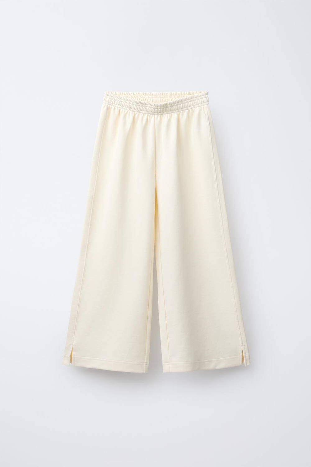 ZARA БРЮКИ WIDE LEG ИЗ ТКАНИ ИНТЕРЛОК, ЭКРЮ