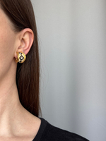 Клипсы с кремовой и синей эмалью