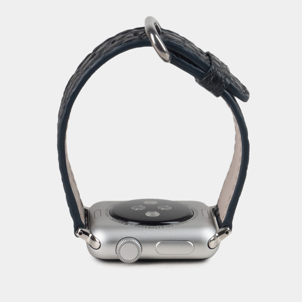 Ремешок для Apple Watch 40/41/42 mm из кожи аллигатора,темно-синего цвета