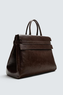 ZARA КОЖАНАЯ СУМКА, КОРИЧНЕВЫЙ