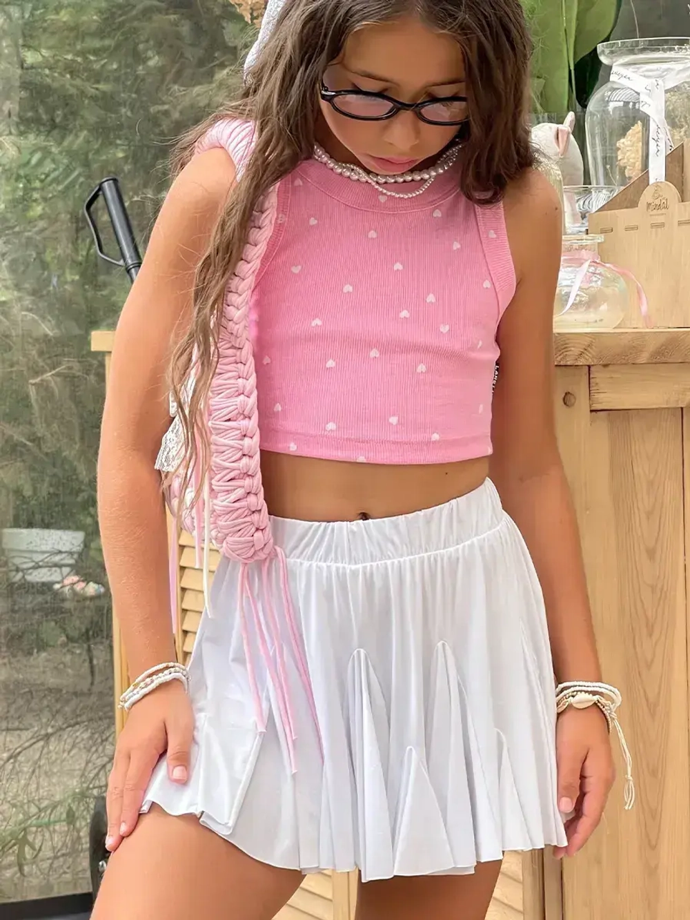 Белая юбка-шорты для девочки в школу