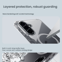 Прозрачный чехол от Nillkin для Samsung Galaxy A56 5G, c встроенным круглым магнитом, серия Nature TPU Pro Magnetic Case