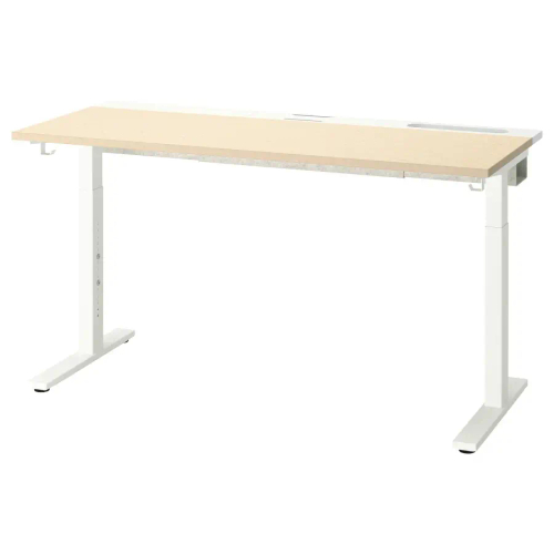 Письменный стол - IKEA MITTZON/МИТТЗОН ИКЕА, белый/под беленый дуб