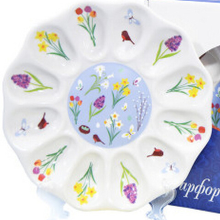 Блюдо для фаршированных яиц "ПАСХАЛЬНЫЕ ЦВЕТЫ" 22 см, Беларусь.