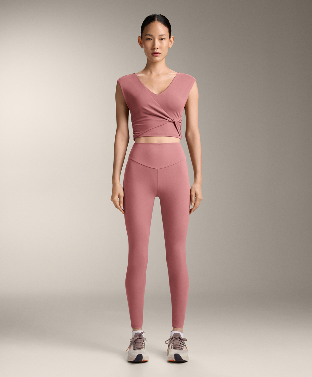 Oysho Топ-майка Comfortlux с перекрестными деталями, светло-розовый