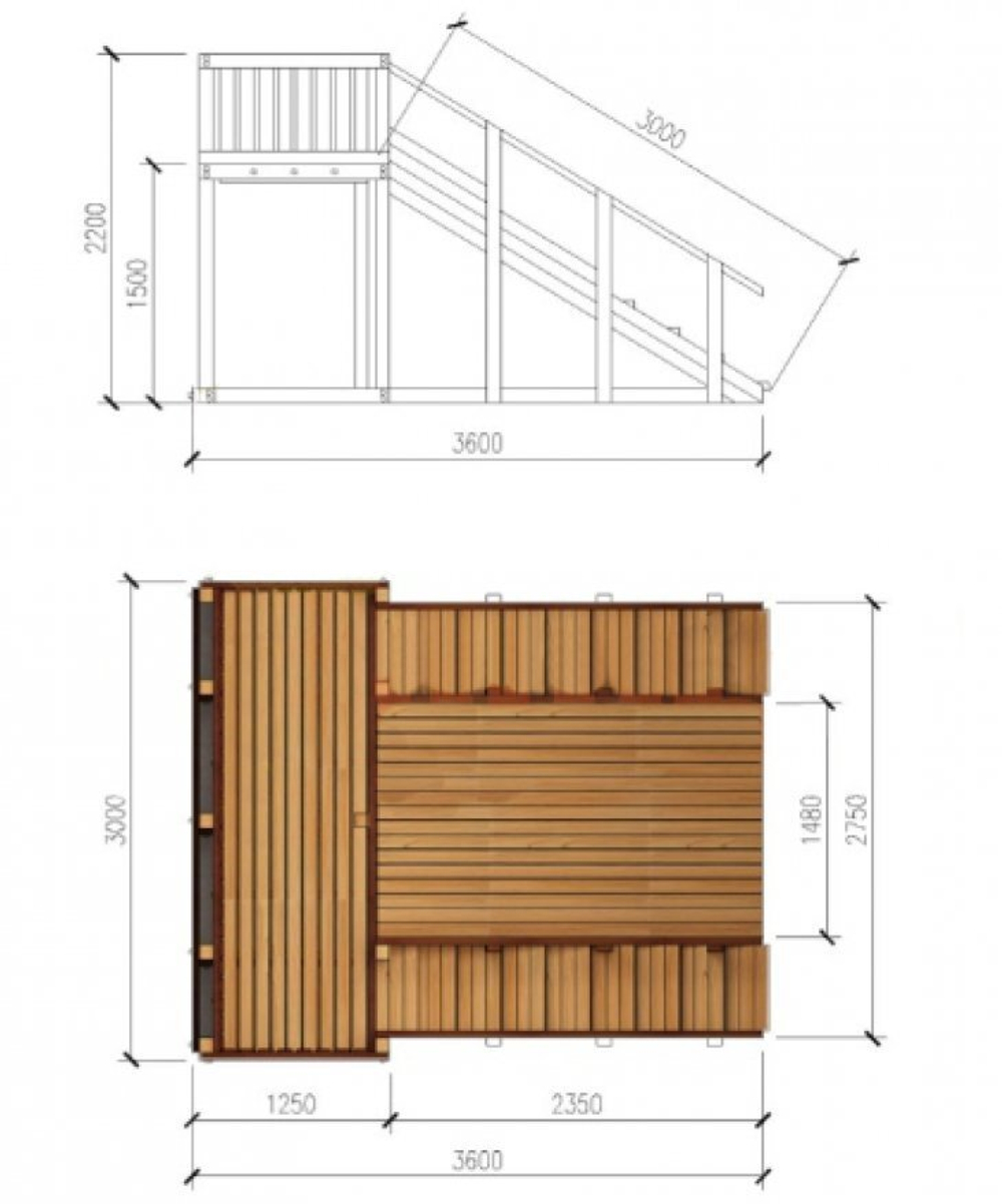 Зимняя деревянная горка TORUDA Север-4 (скат 3м.)