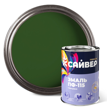 САЙВЕР  Эмаль ПФ-115 Темно-зеленая 0,8кг ГОСТ 6465-76