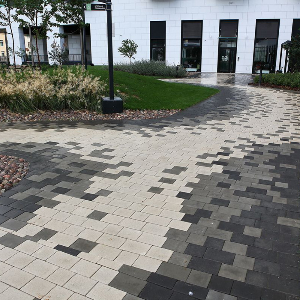 Тротуарная плитка СТАРЫЙ ГОРОД Б.1.Фсм.6 Стандарт Серый, комплект из 3 видов плит