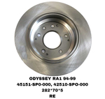 ТОРМОЗНЫЕ ДИСКИ ODYSSEY/SHUTTEL RA1,RA6 1994-2003 RE