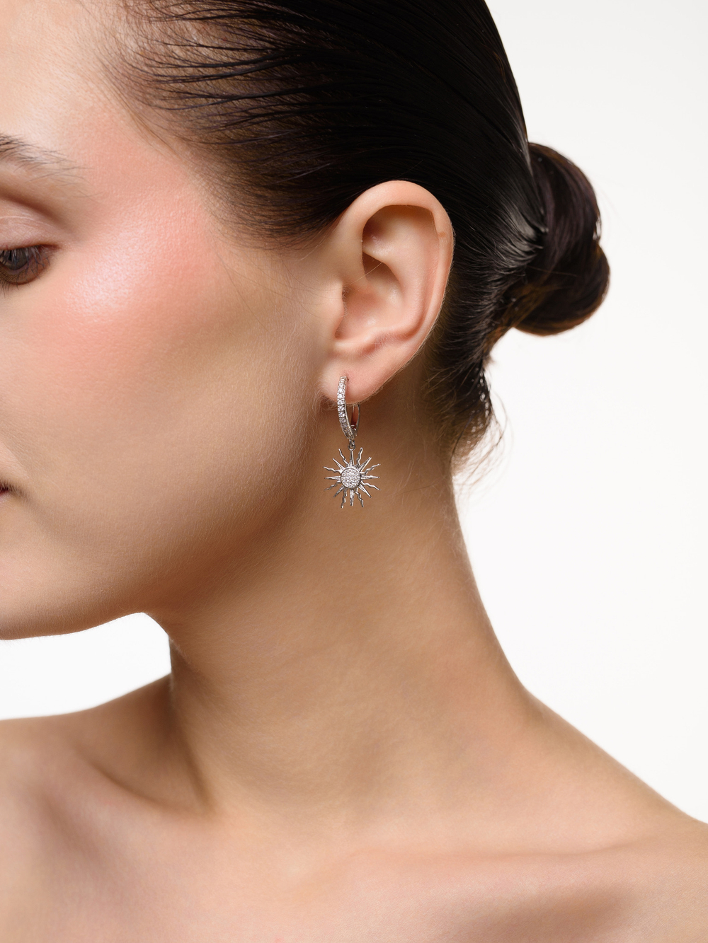 Серьги "Crystal Sun" с перламутром Silver