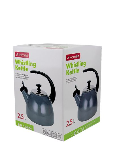 Чайник 2,5 л. эмалированный со свистком Kamille KM 1040C с черной бакелитовой ручкой