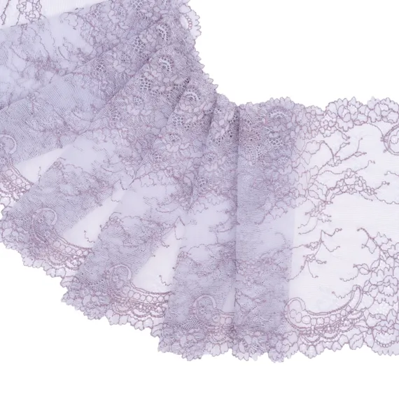 Кружево эластичное лавандово-серое 21 см, Китай