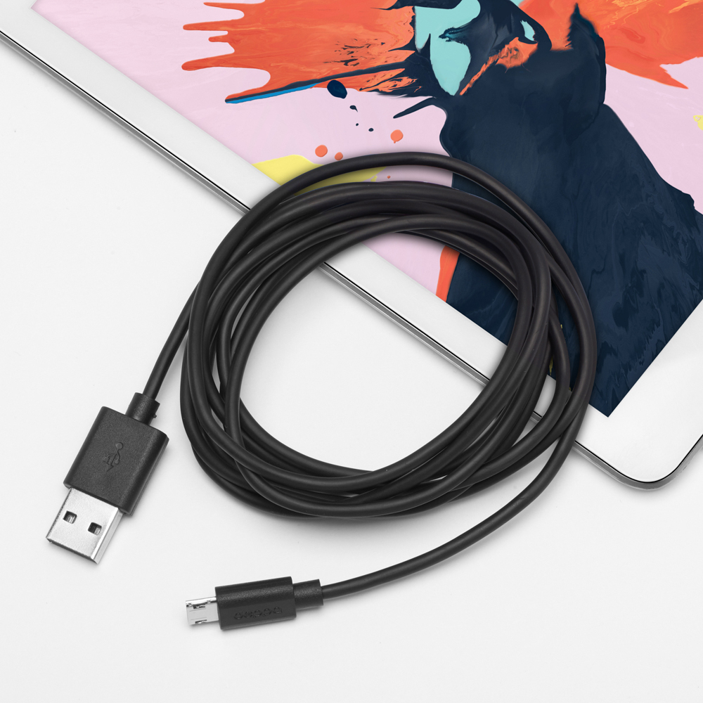 Дата-кабель USB - microUSB, 2m, черный