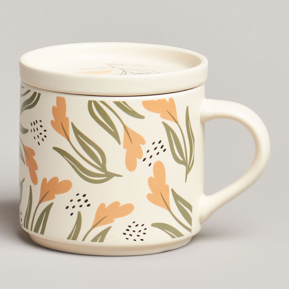 КРУЖКА С КРЫШКОЙ LEFARD FLOWERS 390МЛ. (КОР=24ШТ.)