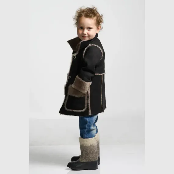 Детская дубленка Ramili Ricamo Nero