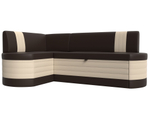 Диван кухонный угловой Токио левый угол, Коричневый\Бежевый, Экокожа, 28647L