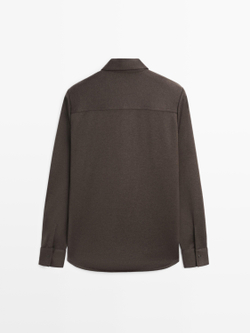 Massimo Dutti Куртка-рубашка с кнопками и карманом, коричневый
