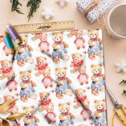 Ткань премиум мембрана акварельная семья медведей