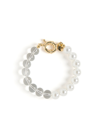 Браслет "Bubble" с горным хрусталем и перламутром Gold