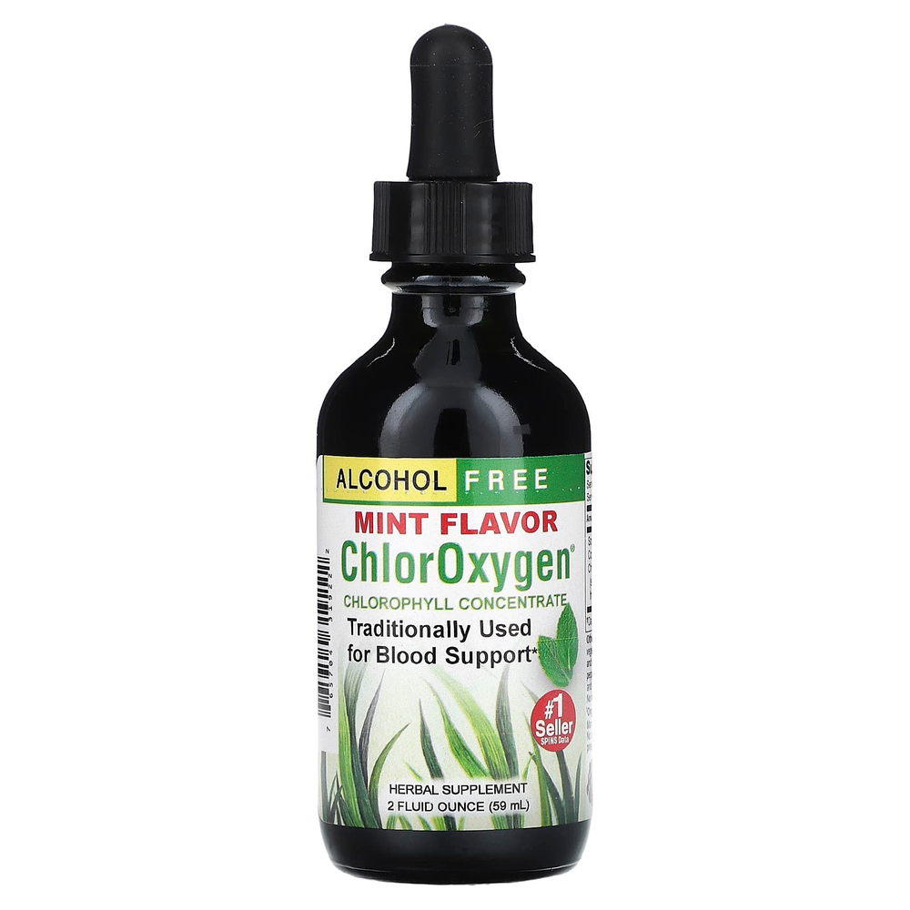 Herbs Etc., ChlorOxygen®, концентрат хлорофилла, без спирта, мята, 59 мл (2 жидк. Унции)