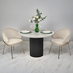 Стол Aura D110, керамогранит Calacatte gold мрамор, чёрный