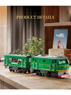 Конструктор Зеленый пассажирский поезд 801 деталь