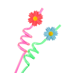 Трубочки для коктейлей пластиковые «Цветочки» ассорти, 4 шт