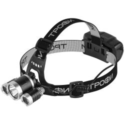 Фонарь налобный светодиодный Трофи GA-106 аккумуляторный 4 режима трехламповый High Power Headla | Налобные фонари