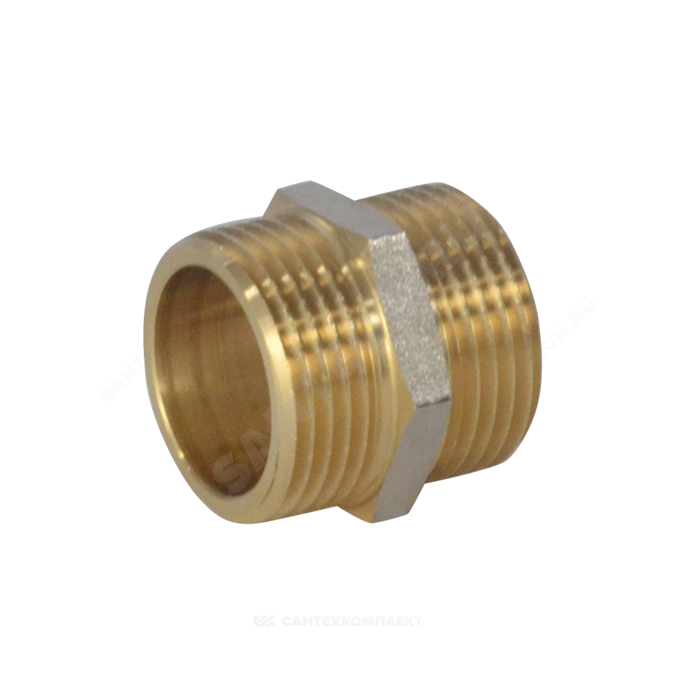 Ниппель латунь никель Ду 25 (1") НР 9022 ГОСТ 32585-2013 Aquasfera 9022-03