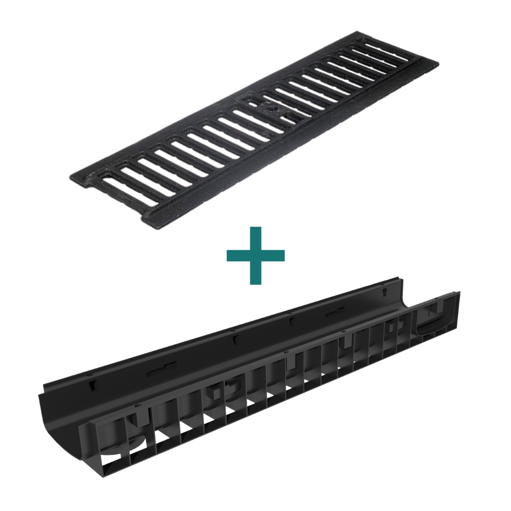 Комплект Gidrolica Standart: Лоток ЛВ-15.19,6.10 + Решетка РВ-15.18,6.50, кл. C250