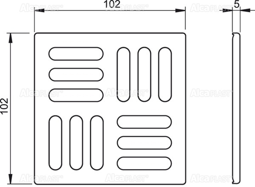 Решетка 102 ? 102 нержавеющая сталь AlcaPlast MPV004