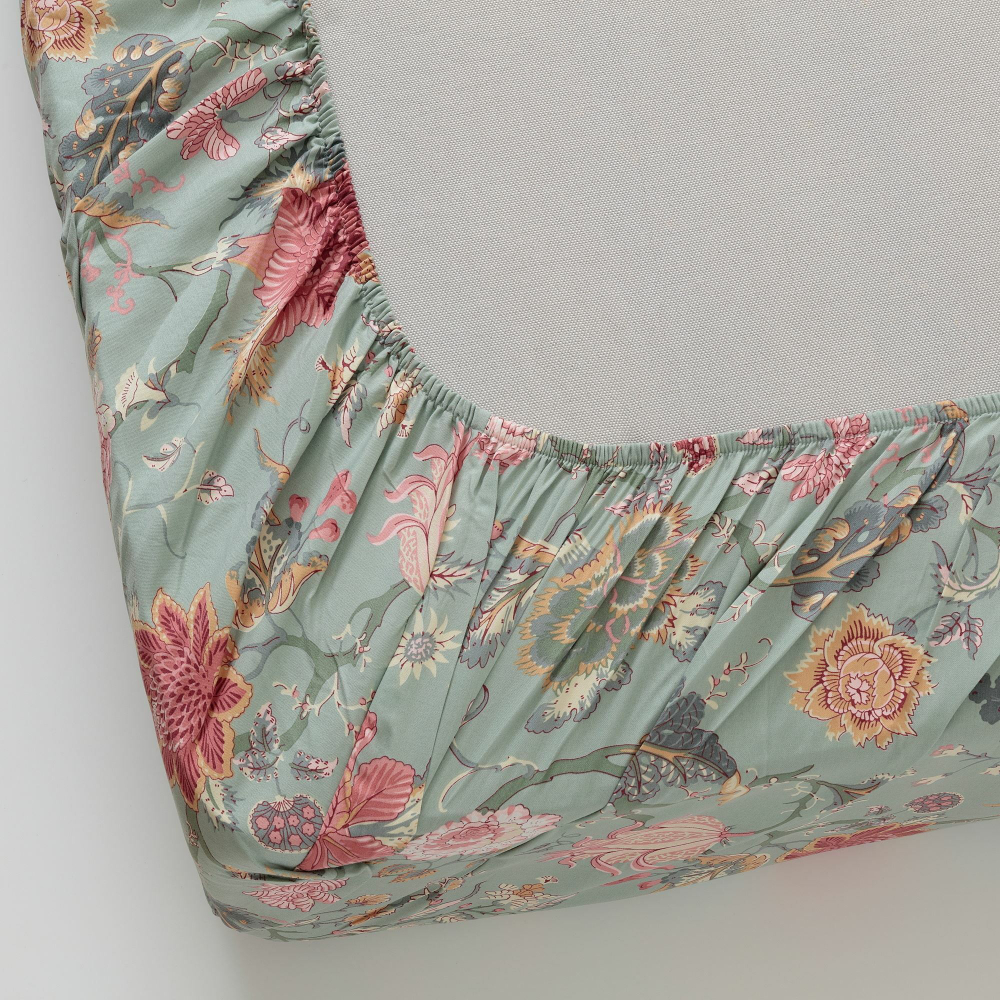 Простыня на резинке IKEA NASSELKLOCKA (НАССЕЛКЛОКА), Зеленый с рисунком, 90х200 см