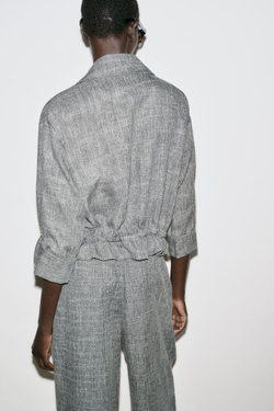 ZARA ПЕСТРАЯ КУРТКА САФАРИ, СЕРЫЙ МЕЛАНЖ